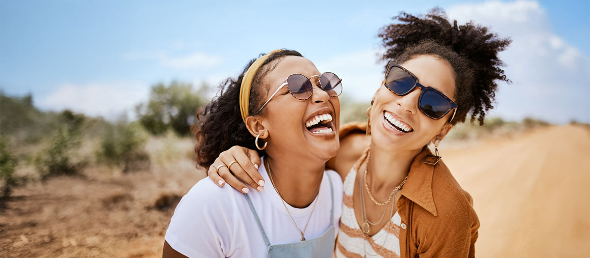 Two women laughing together
